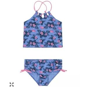 Hurley Tri-Cutout Tankini Swimsuit Atlantic Blue Size 16 New With Tags